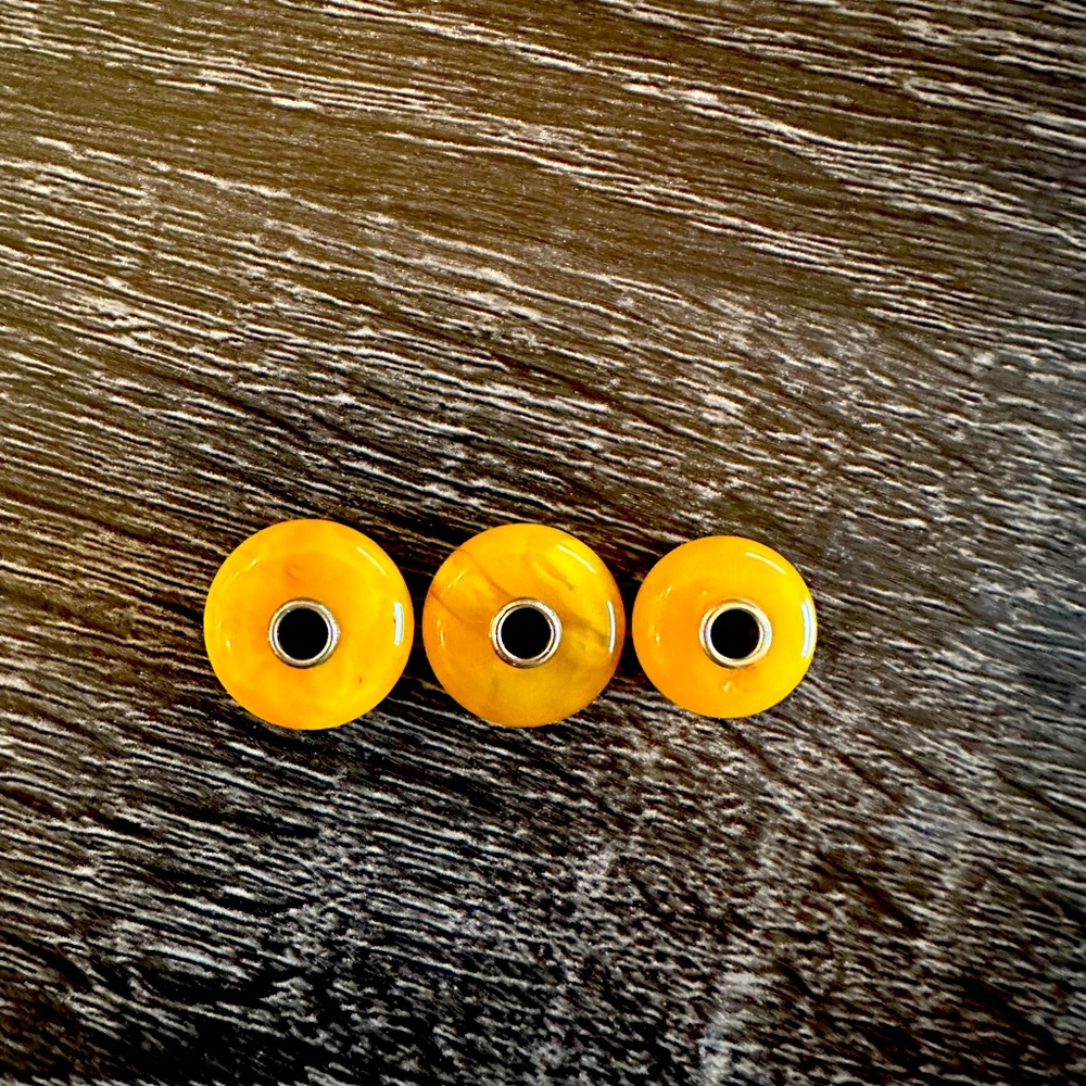 Trollbeads set of three Alabaster beads